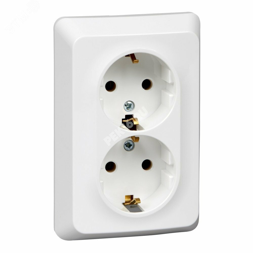 Купить ЭТЮД Розетка двойная скрытой установки с заземлением без шторок 16А 250B, белый в Казани ЭТЮД Розетка двойная скрытой установки с заземлением без шторок 16А 250B, белый