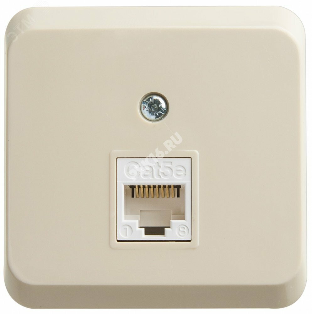 Купить ЭТЮД Розетка компьютерная RJ45 наружная категория 5е кремовый в Казани ЭТЮД Розетка компьютерная RJ45 наружная категория 5е кремовый