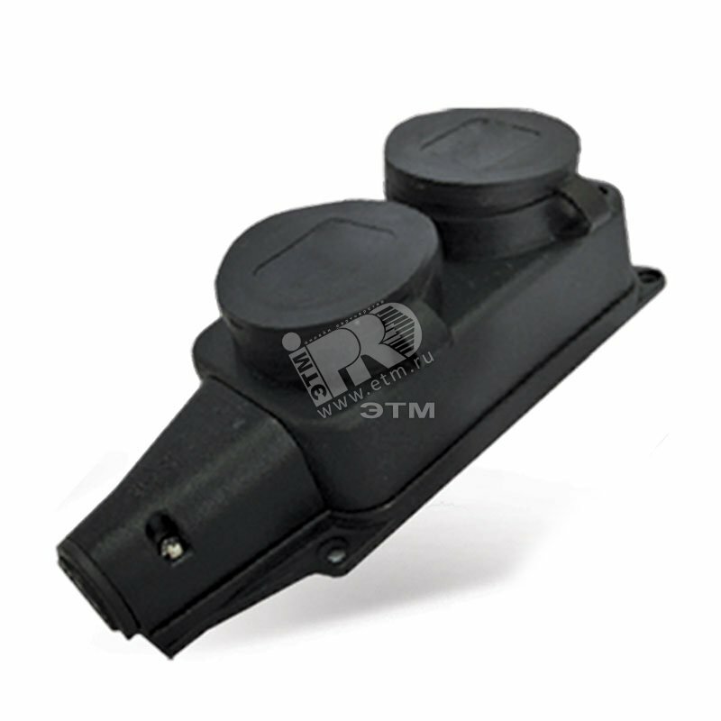 Купить Колодка UNIVersal двухместная однофазная с заглушками (каучук) в Казани Колодка UNIVersal двухместная однофазная с заглушками (каучук)