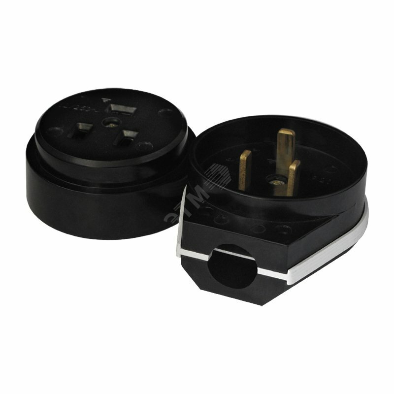 Купить Разъем РШ-ВШ 32А 250В 2Р+РЕ открытой установки черный в Казани Разъем РШ-ВШ 32А 250В 2Р+РЕ открытой установки черный