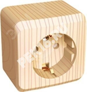 Купить ЭТЮД Розетка наружная с заземлением со шторками сосна в Казани ЭТЮД Розетка наружная с заземлением со шторками сосна