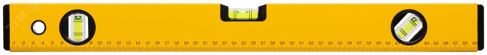Уровень »Стайл», 3 глазка, желтый усиленный корпус, фрезерованная рабочая грань, шкала, Профи 500 мм