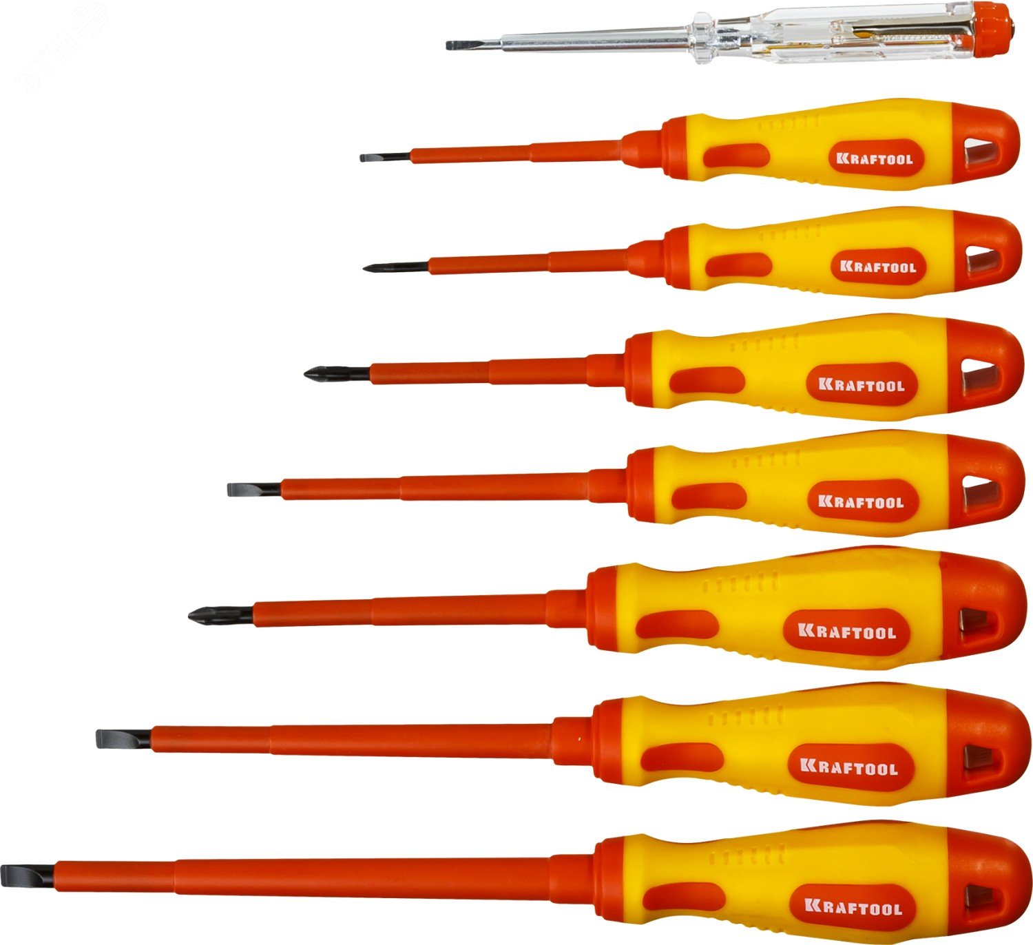 Набор высоковольтных отверток »Х-Drive ELECTRO», SL: 2,5, 4, 5,5, 6,5, PH: № 0, 1, 2, пробник, до 1000В