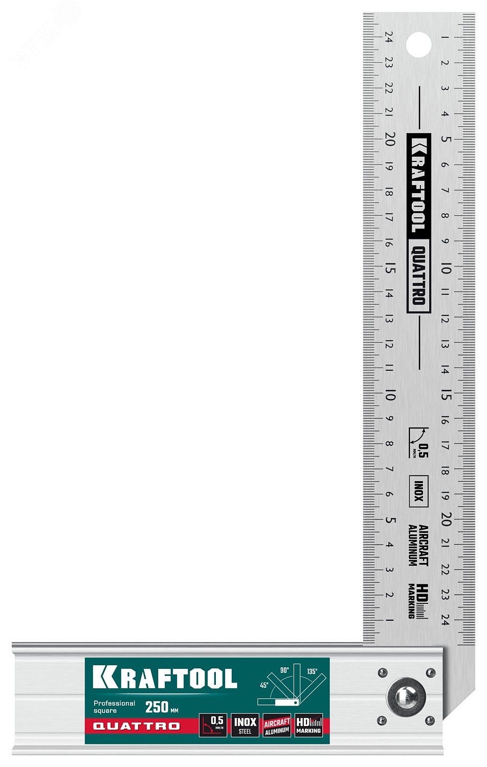 Складной столярный угольник 250 мм, 4 положения, QUATTRO