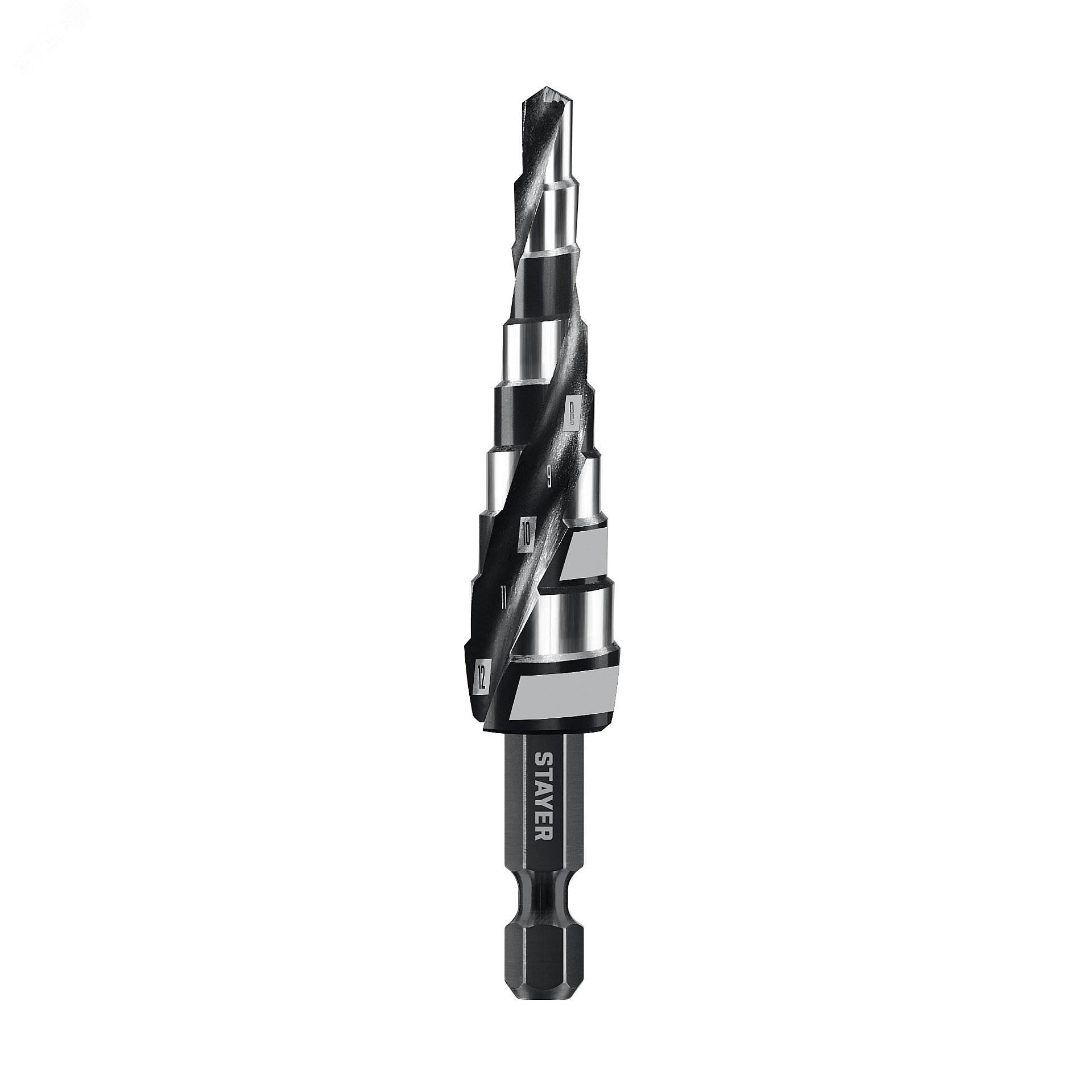 Сверло ступенчатое, винтовая спираль, Pro-Max 4-12 мм, 9 ступеней