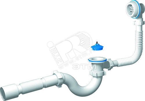Сифон для ванны АНИ Варяг 1 1/2′ х 40 пластмассовый выпуск с гибкой трубой 40х50