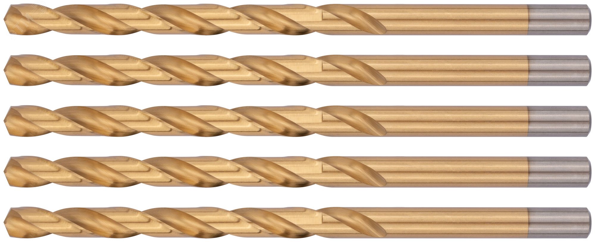 Сверла HSS по металлу, удлиненные, титановое покрытие 10,0х184 мм (5 шт)