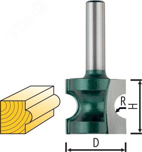 Фреза кромочная полукруглая DxHxL=25.4х22х54.2 мм