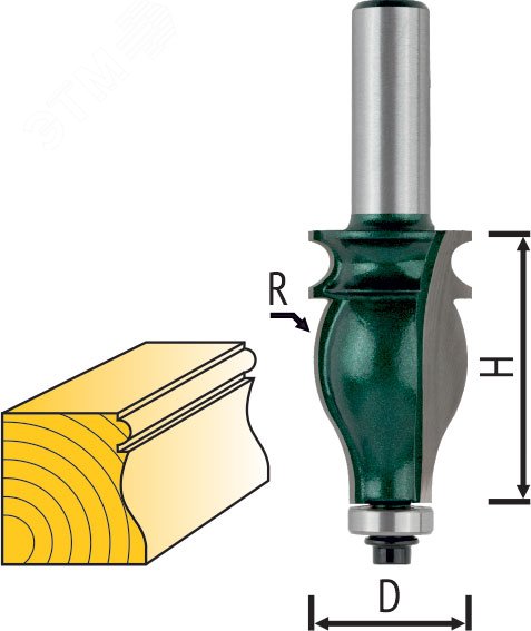 Фреза кромочная фигурная с подшипником DxHxL=25.4х41х85 мм