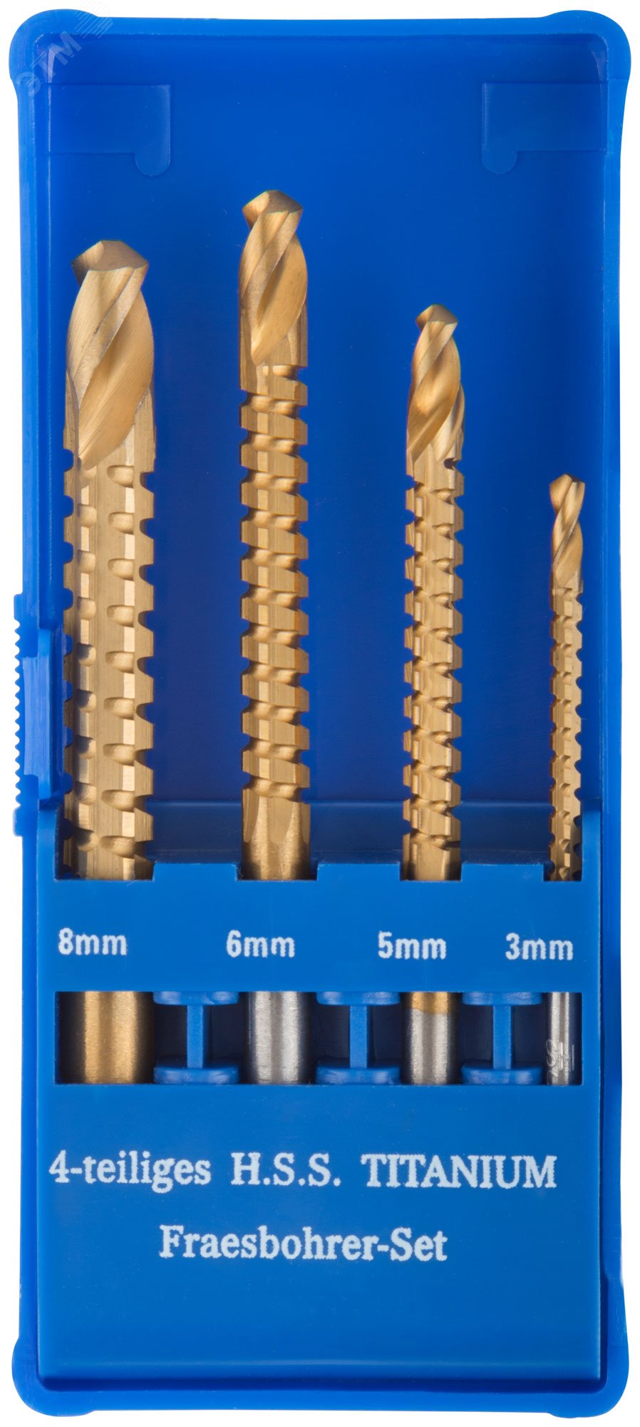 Сверло-фреза универсальное титановое покрытие, набор 4 шт (3, 5, 6, 8 мм)