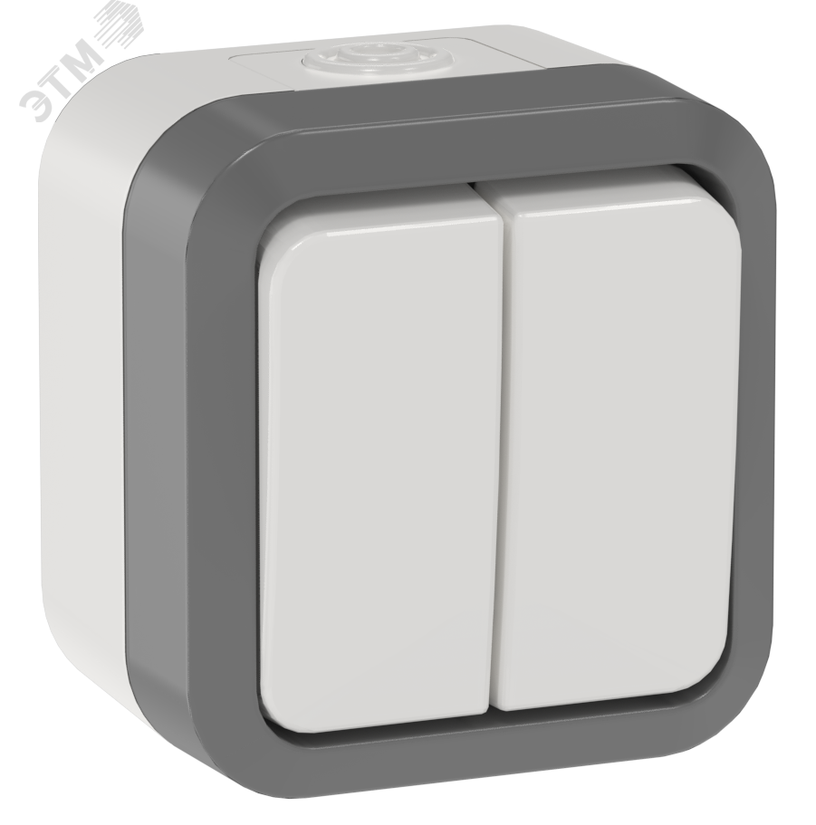 TORS Выключатель двухклавишный проходной 10А IP55 TS225 сер-бел IEK
