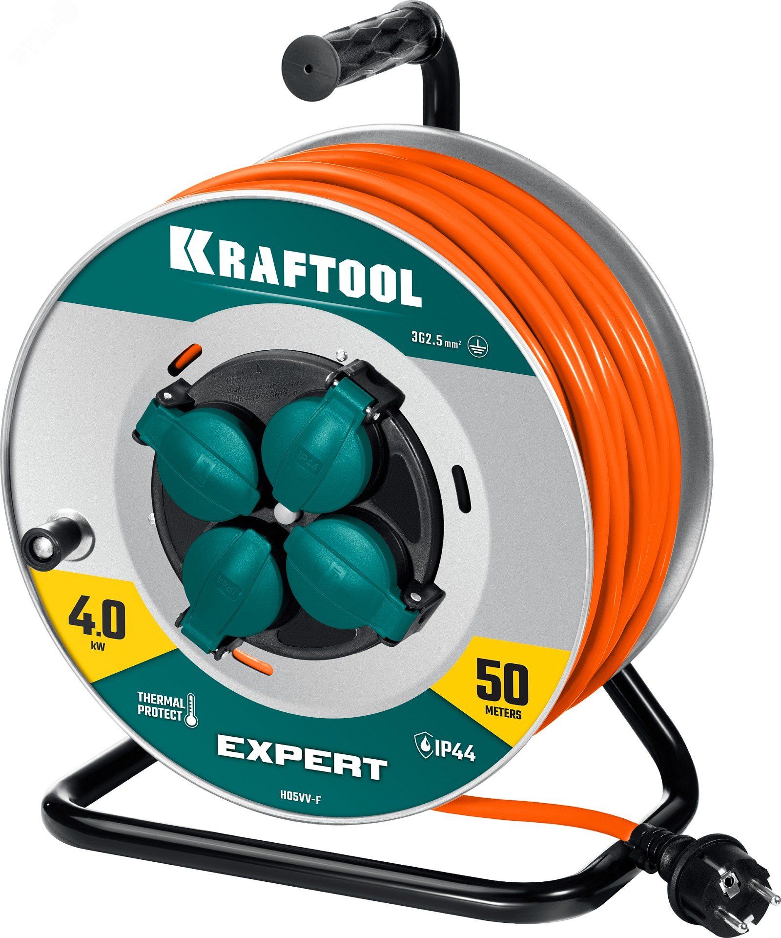 Удлинитель силовой на стальной катушке EXPERT, ПВС 3х2.5 50м 4000Вт IP44