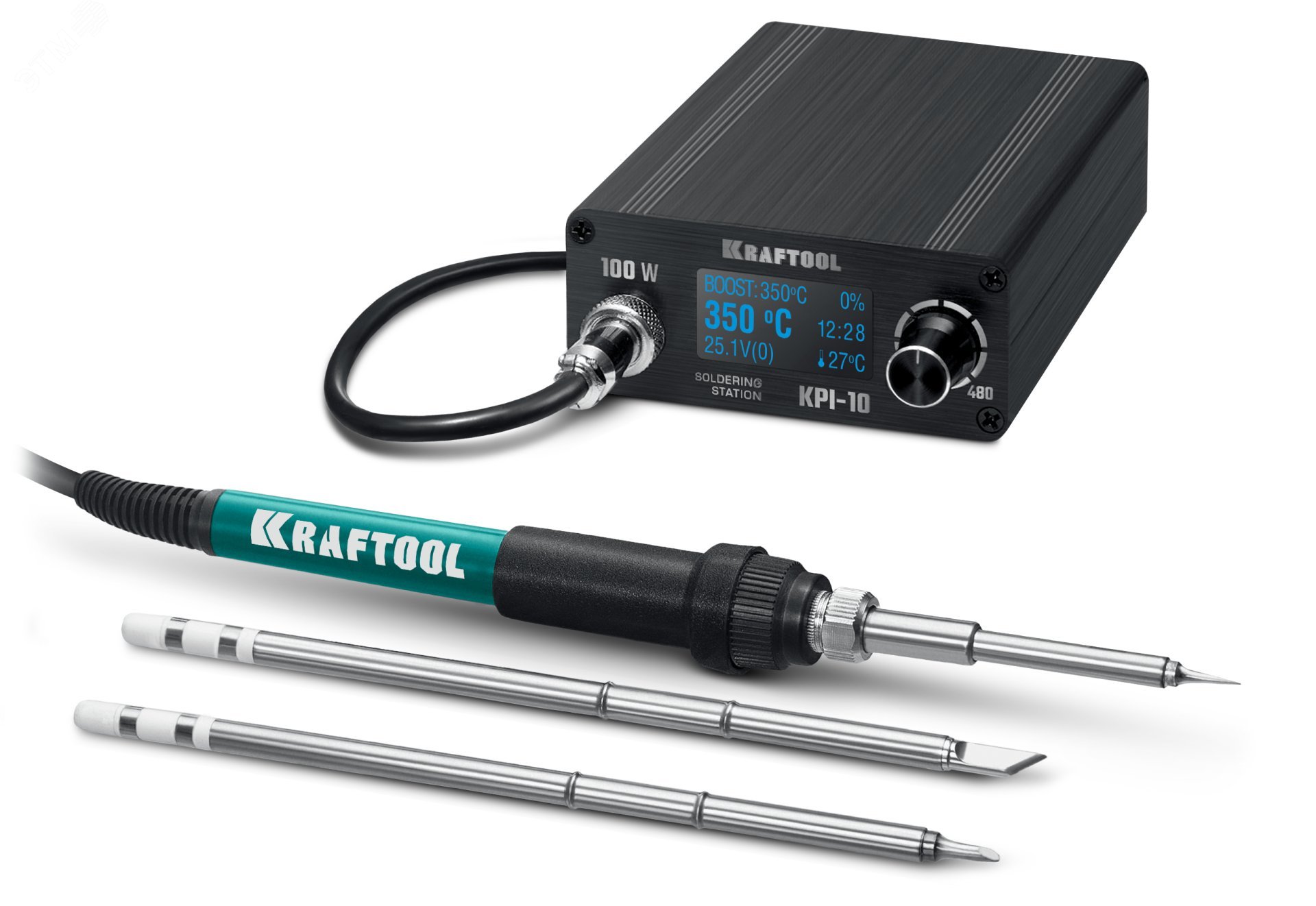 Станция паяльная программируемая, KPI-10, 50 — 480°C, 100 Вт, 3 жала Т12