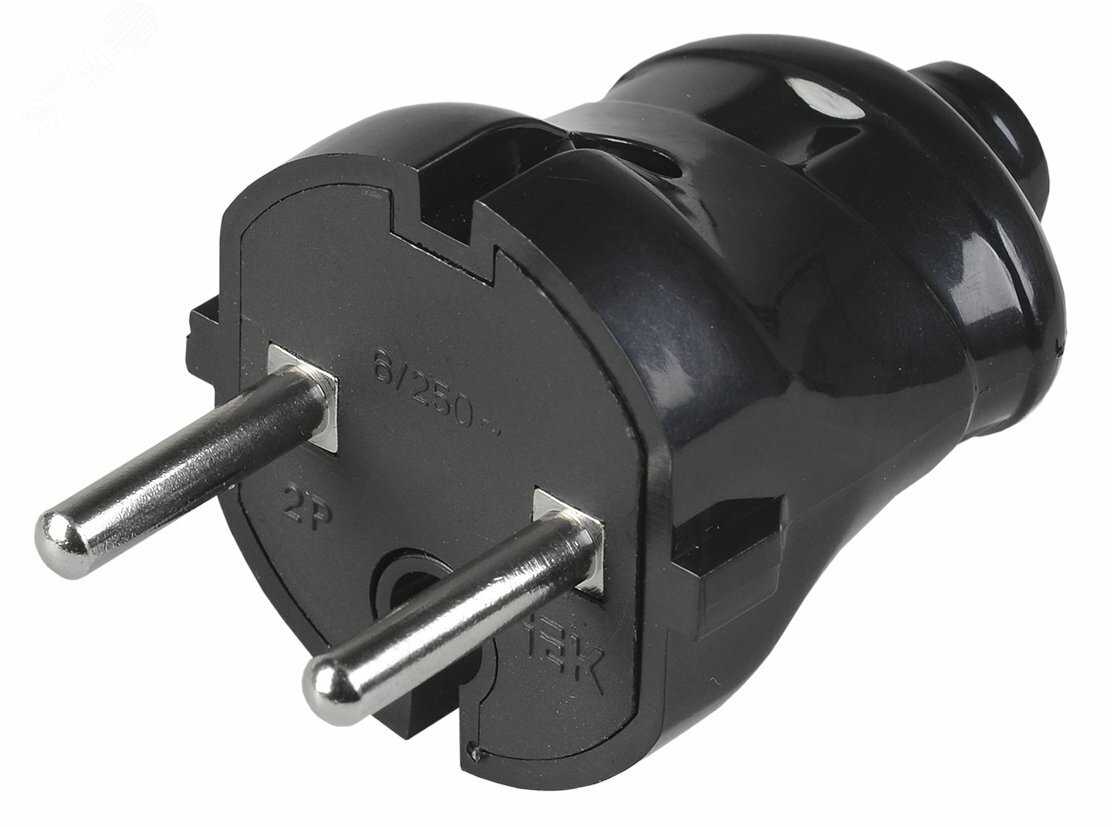 Купить Вилка штепсельная черная 6А в Казани Вилка штепсельная черная 6А