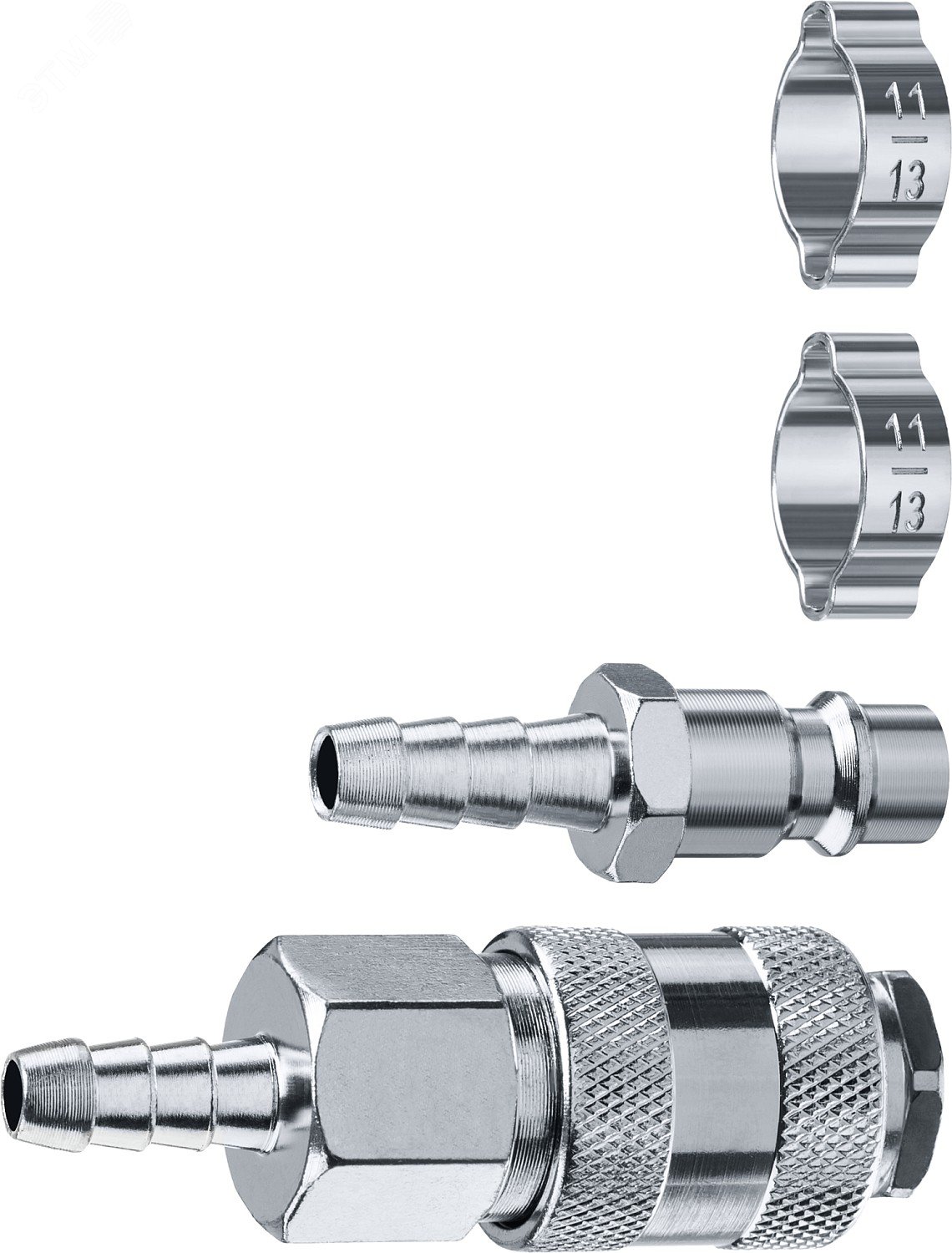 Набор (штуцер »елочка» 8 мм — рапид муфта) + (рапид штуцер-штуцер »елочка» 8 мм) + (обжимные хомуты 2 шт) Профессионал