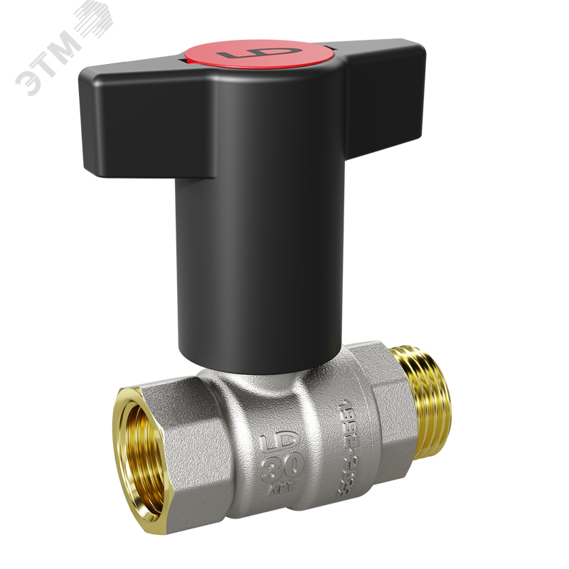 Кран шаровой латунный никелированный Ду 15 Ру 40 (1/2′) ВР/НР Т-рукоятка