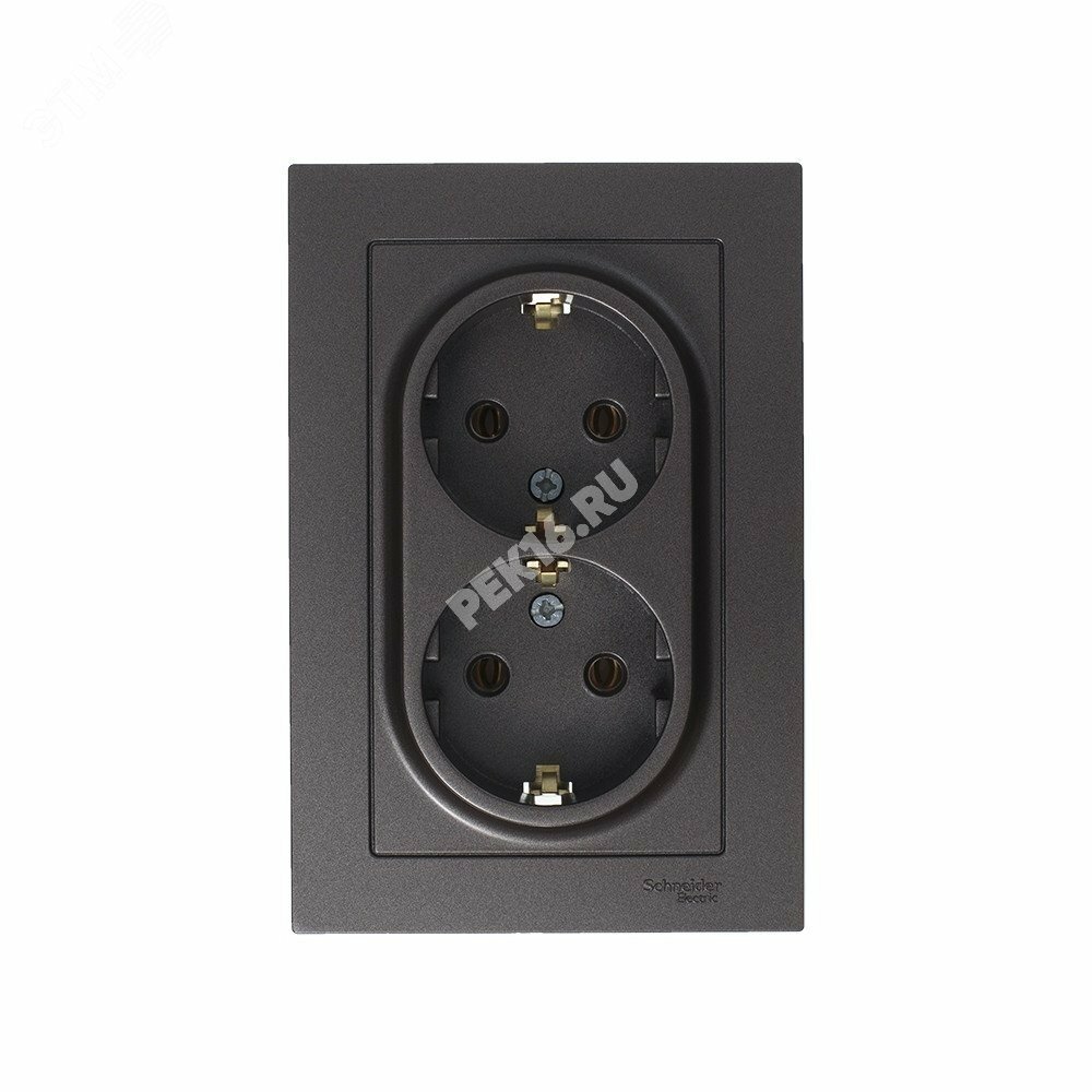 Купить Розетка ATLASDESIGN двойная с заземлением 16А в сборе мокко в Казани Розетка ATLASDESIGN двойная с заземлением 16А в сборе мокко