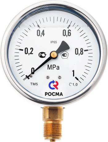 Манометр виброустойчивый радиальный ТМ-320Р.10 060 МРа 1/4′ 150С кл.1.5, гидрозаполнение-глицерин