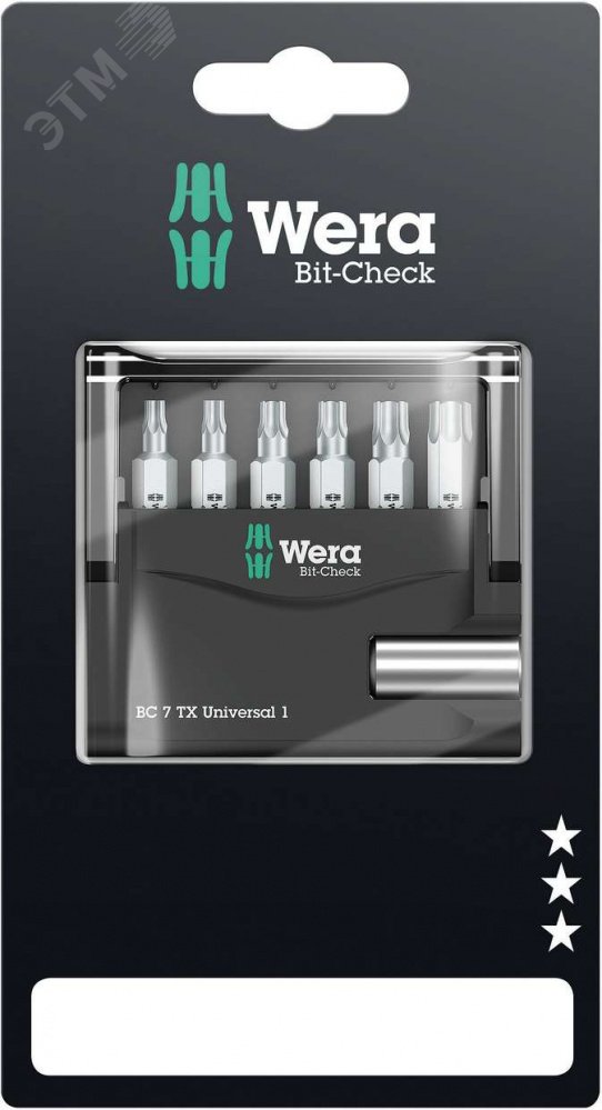 набор бит с битодержателем Bit-Check 7 TX Universal 1 SB универсальное применение 7 предметов с держателем-еврослот