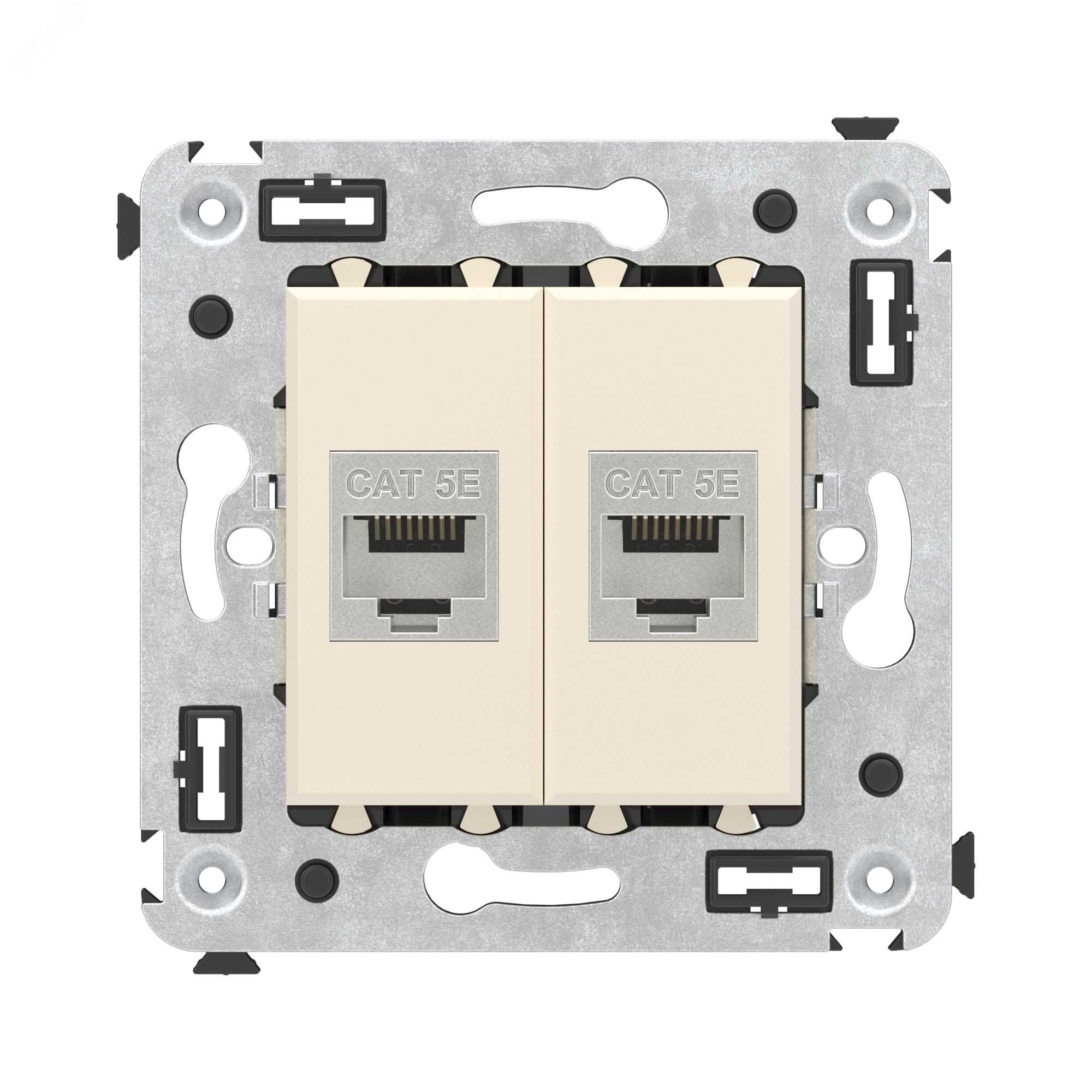 Avanti Компьютерная розетка RJ-45 без шторки в    стену кат.5e двойная экранированная Ванильная     дымка