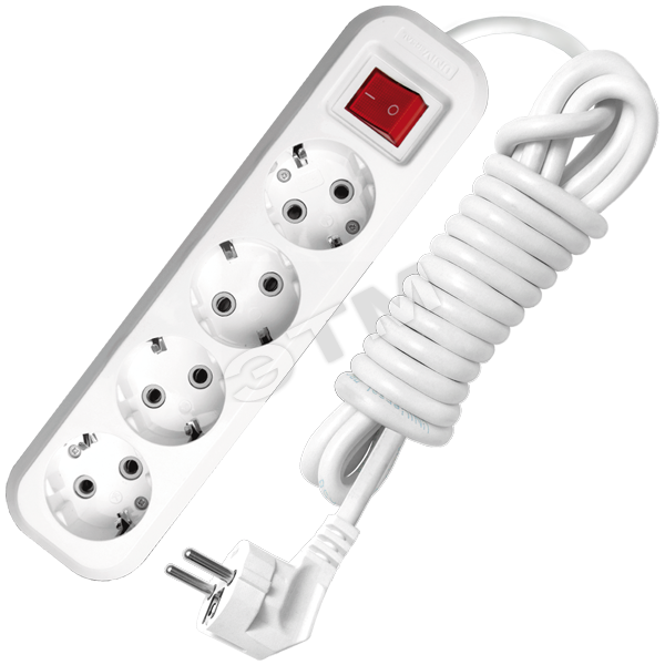 Купить Удлинитель бытовой 4х3м с заземлением с выключателем 10А S-304 в Казани Удлинитель бытовой 4х3м с заземлением с выключателем 10А S-304