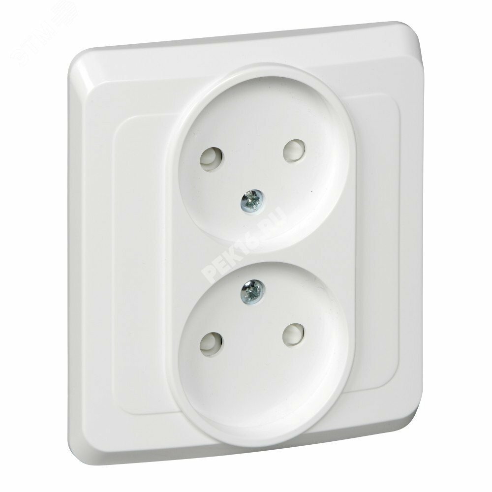 Купить ЭТЮД Розетка двойная скрытая без заземления со шторками белая в Казани ЭТЮД Розетка двойная скрытая без заземления со шторками белая