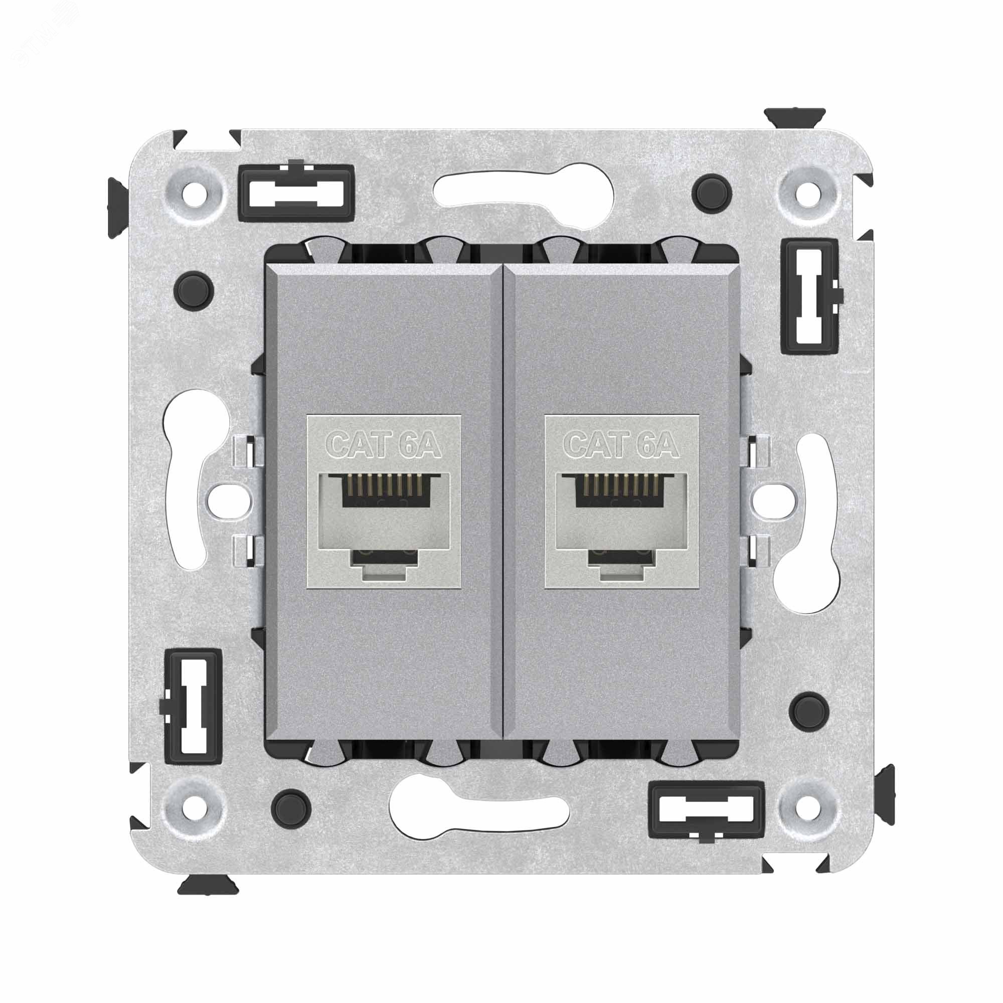 Avanti Компьютерная розетка RJ-45 без шторки в стену, кат.6А двойная экранированная,  Закаленная сталь