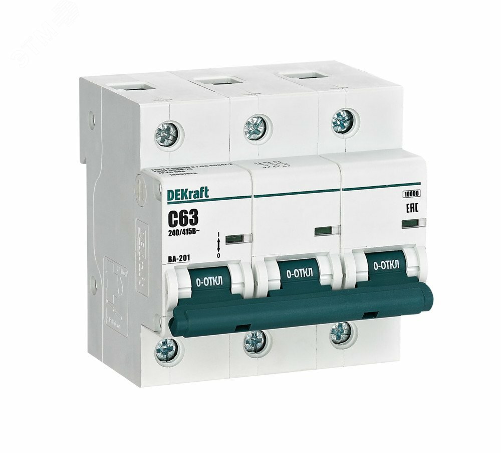 Купить Выключатель автоматический трехполюсный 63А С ВА-201 10кА в Казани Выключатель автоматический трехполюсный 63А С ВА-201 10кА