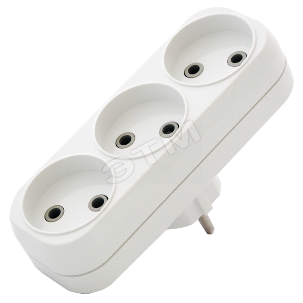 Купить Тройник на 3 гнезда без заземления 6А в Казани Тройник на 3 гнезда без заземления 6А