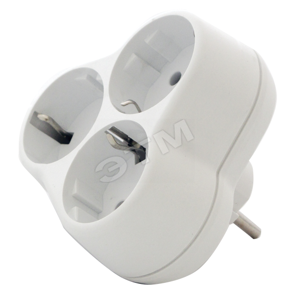 Купить Тройник на 3 гнезда с заземлением круглый 16А в Казани Тройник на 3 гнезда с заземлением круглый 16А