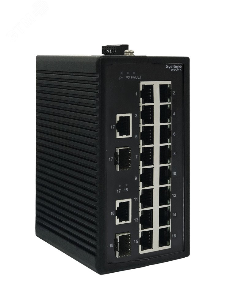 Коммутатор промышленный неуправляемый Ethernet, 16×10/100BaseT, 2×100/1000BaseX SFP
