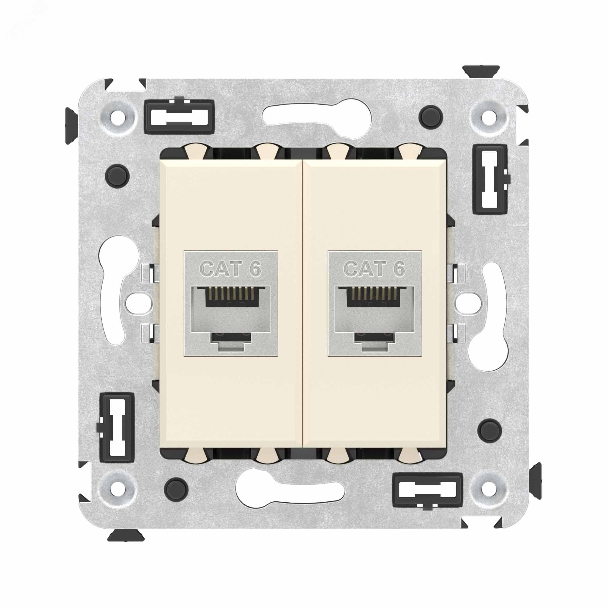 Avanti Компьютерная розетка RJ-45 без шторки в стену, кат.6 двойная экранированная,  Ванильная дымка