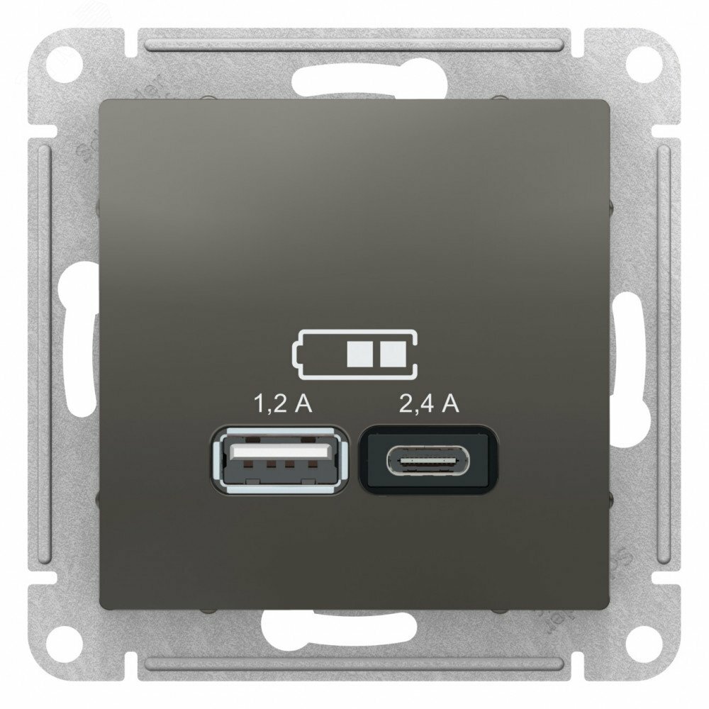 Купить РОЗЕТКА USB ATLASDESIGN A+С, 5В/2,4 А, 2х5В/1,2 А, механизм, СТАЛЬ в Казани РОЗЕТКА USB ATLASDESIGN A+С, 5В/2,4 А, 2х5В/1,2 А, механизм, СТАЛЬ