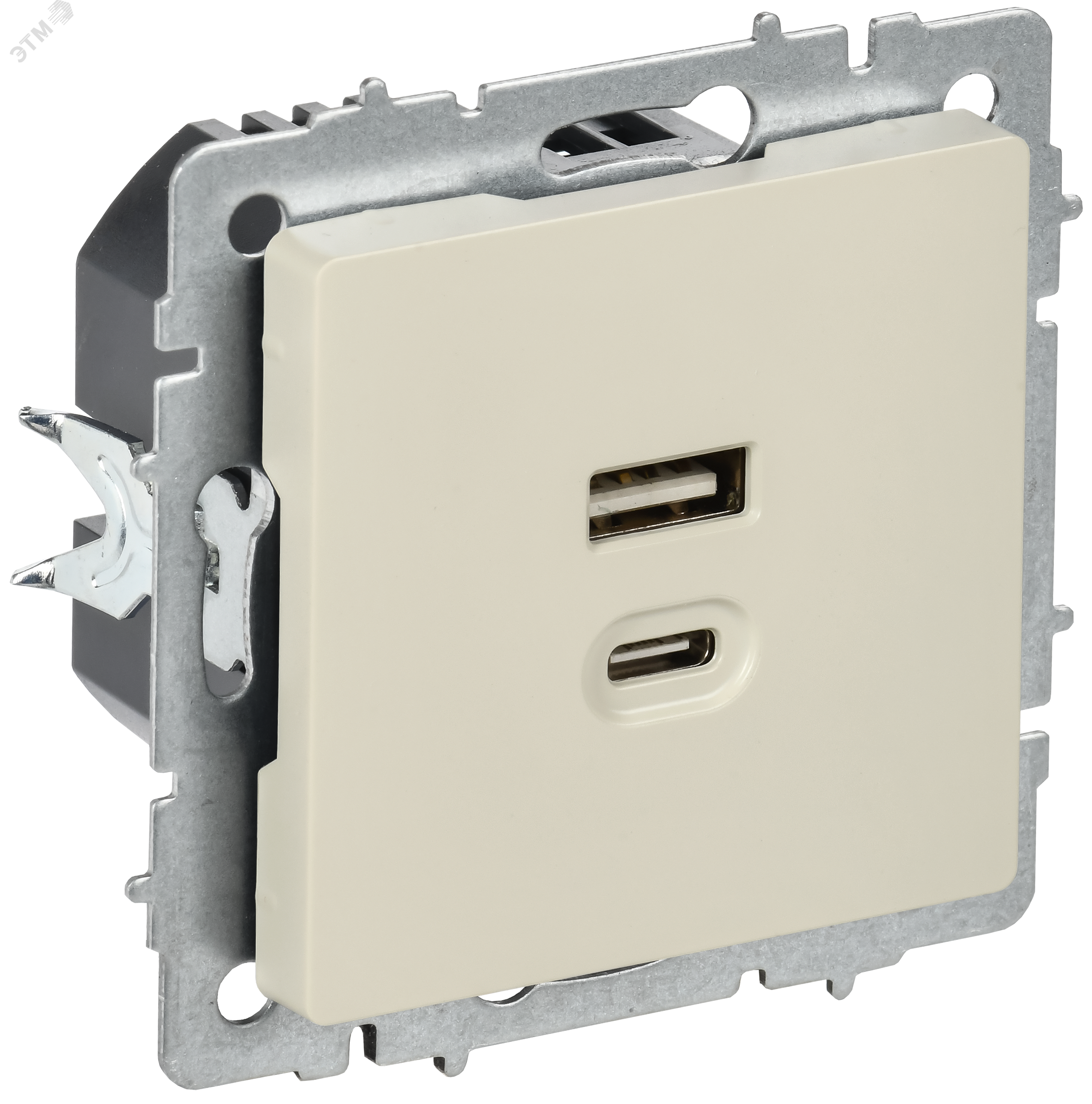 BRITE Розетка USB A+C 45Вт высокоскоростная зарядка РЮ11-2-БрКр бежевый IEK