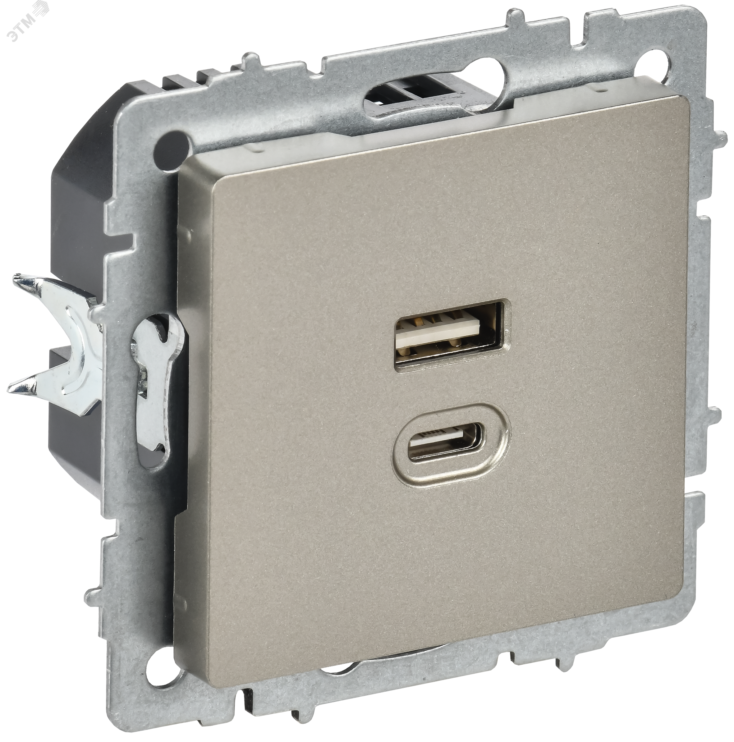 BRITE Розетка USB A+C 45Вт высокоскоростная зарядка РЮ11-2-БрШ шампань IEK