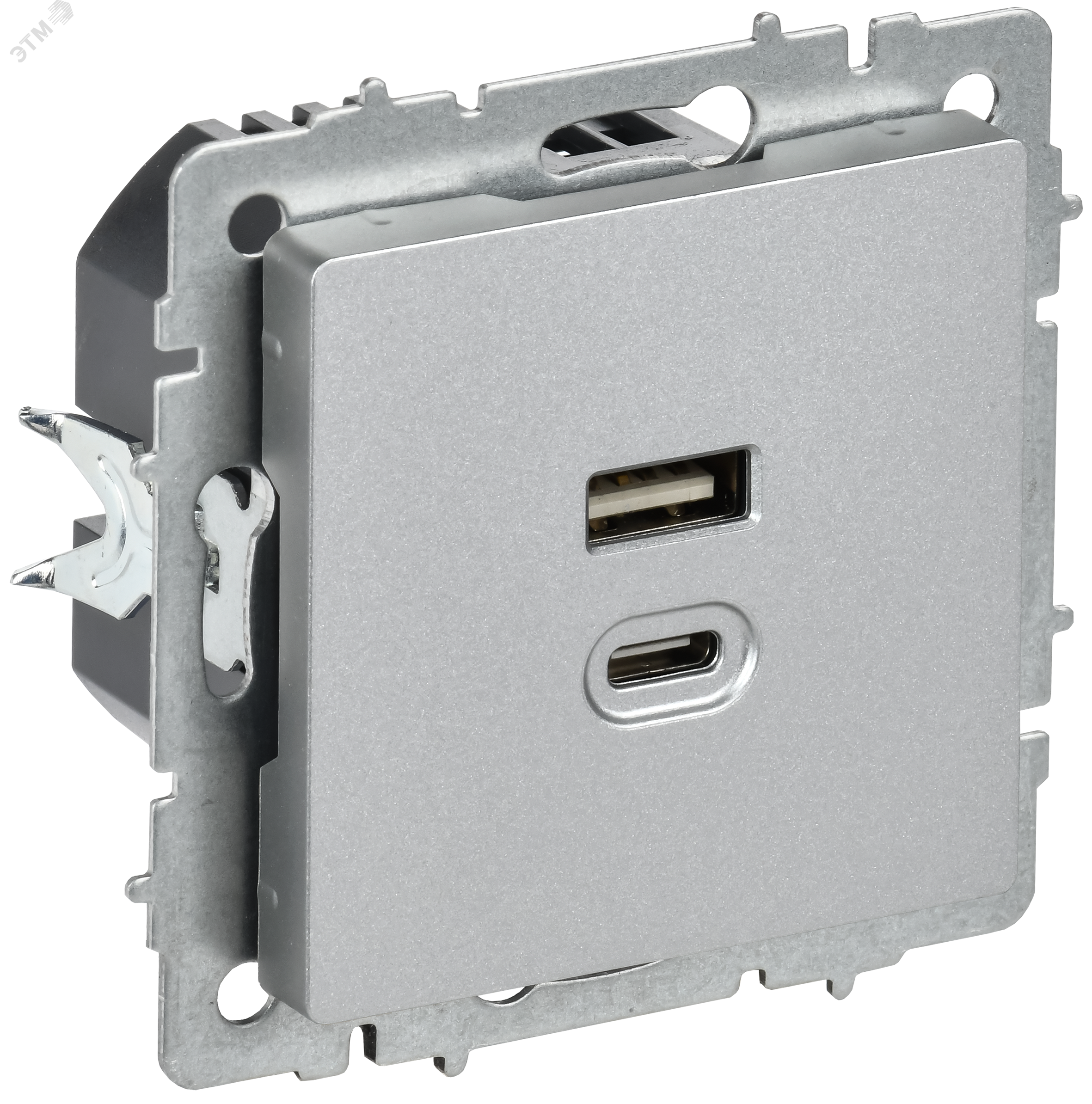 BRITE Розетка USB A+C 45Вт высокоскоростная зарядка РЮ11-2-БрА алюминий IEK