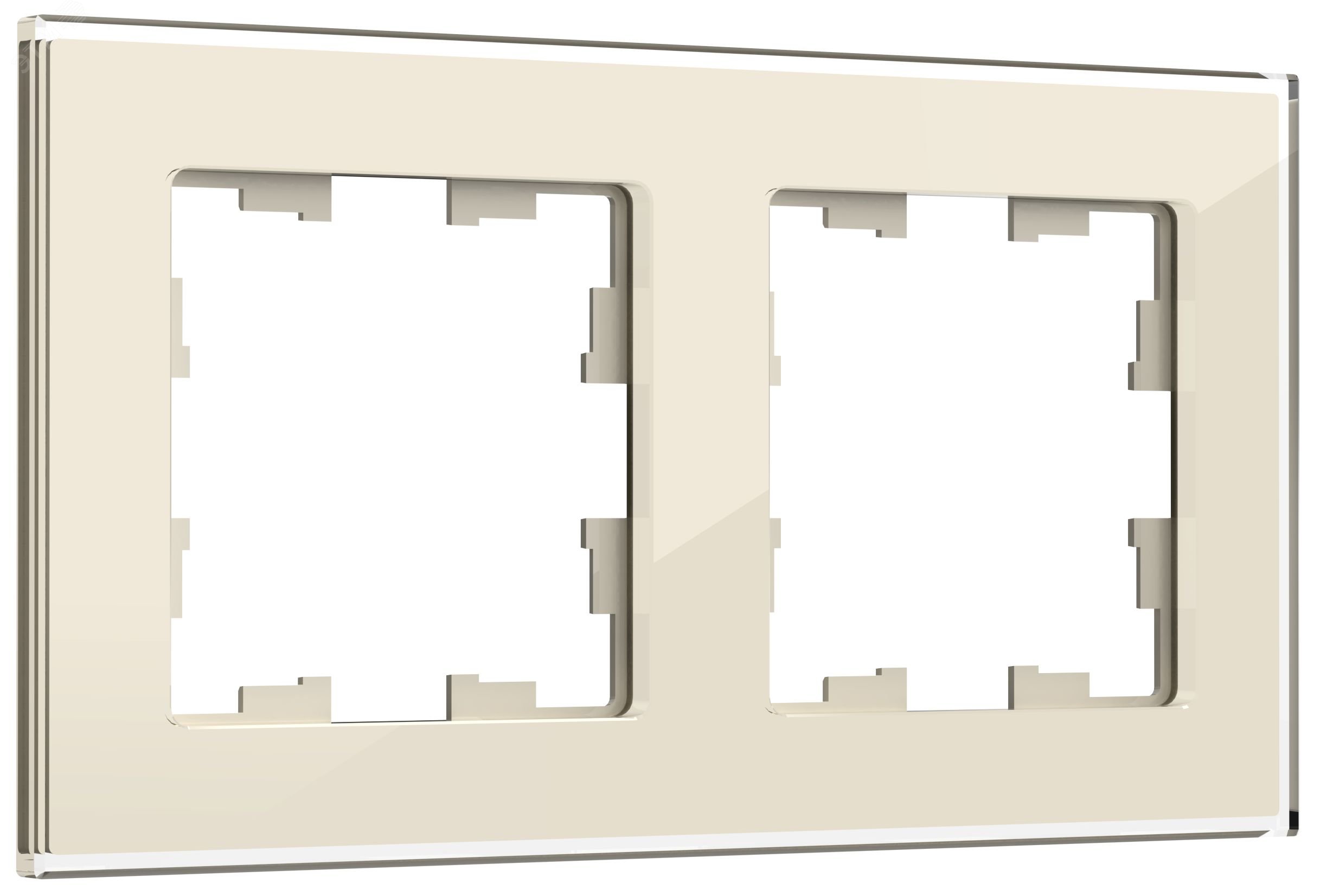BRITE Рамка 2 поста РУ-2-2-БрВа стекло ванильный