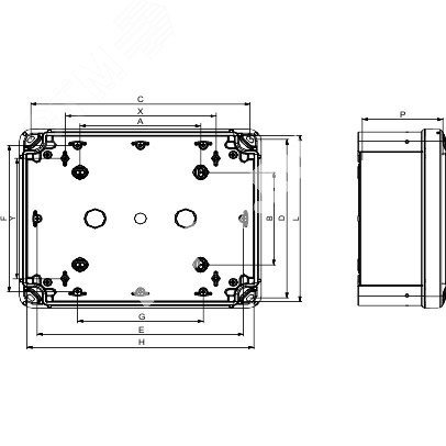 ПЛАСТ.КОРОБКА ABS 116x116x62