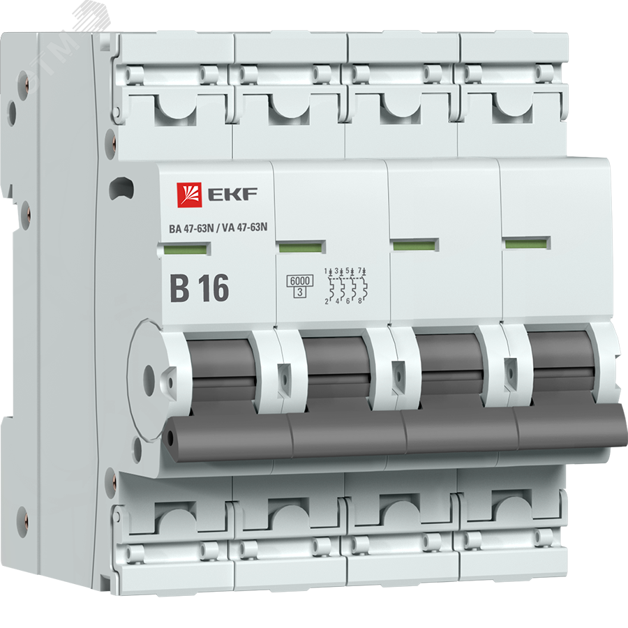 Автоматический выключатель 4P 16А (B) 6кА ВА 47-63N PROxima