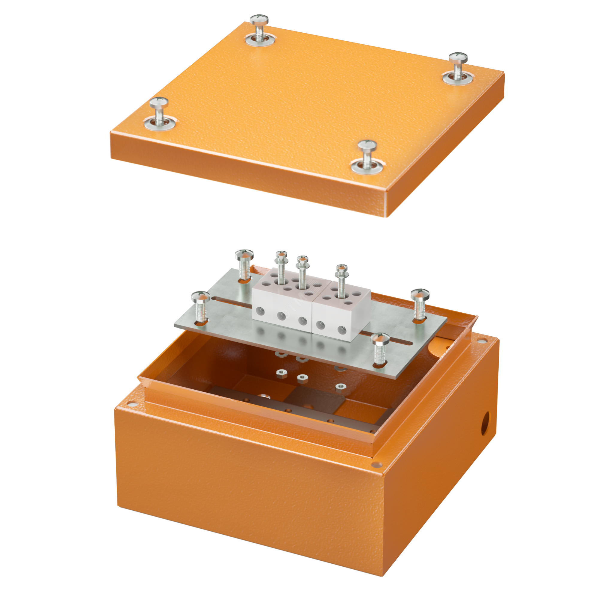 Коробка стальная FS с гладкими стенками и клеммниками  IP66 150х150х80мм 5р  450V 10A  6мм.кв.