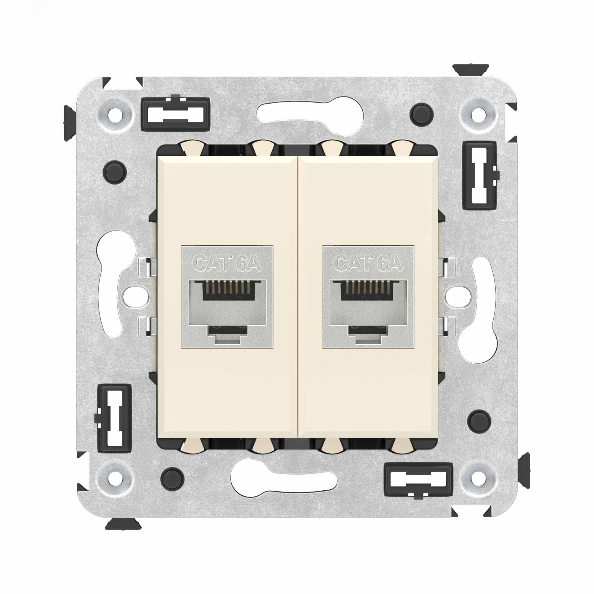 Avanti Компьютерная розетка RJ-45 без шторки в стену, кат.6А двойная экранированная,  Ванильная дымка