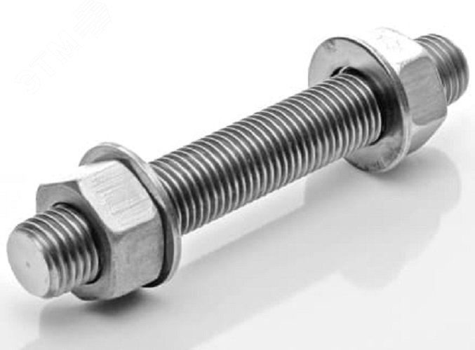 Шпилька 1 3/4»-8UNх600 A193 Gr.B7 ASME B18.31.2 с2мя гайками 1 3/4»-8UN A194 Gr.2Н ASME B18.2.2 и 2мя шайбами 1 3/4» SS304 ASME B18.22.1