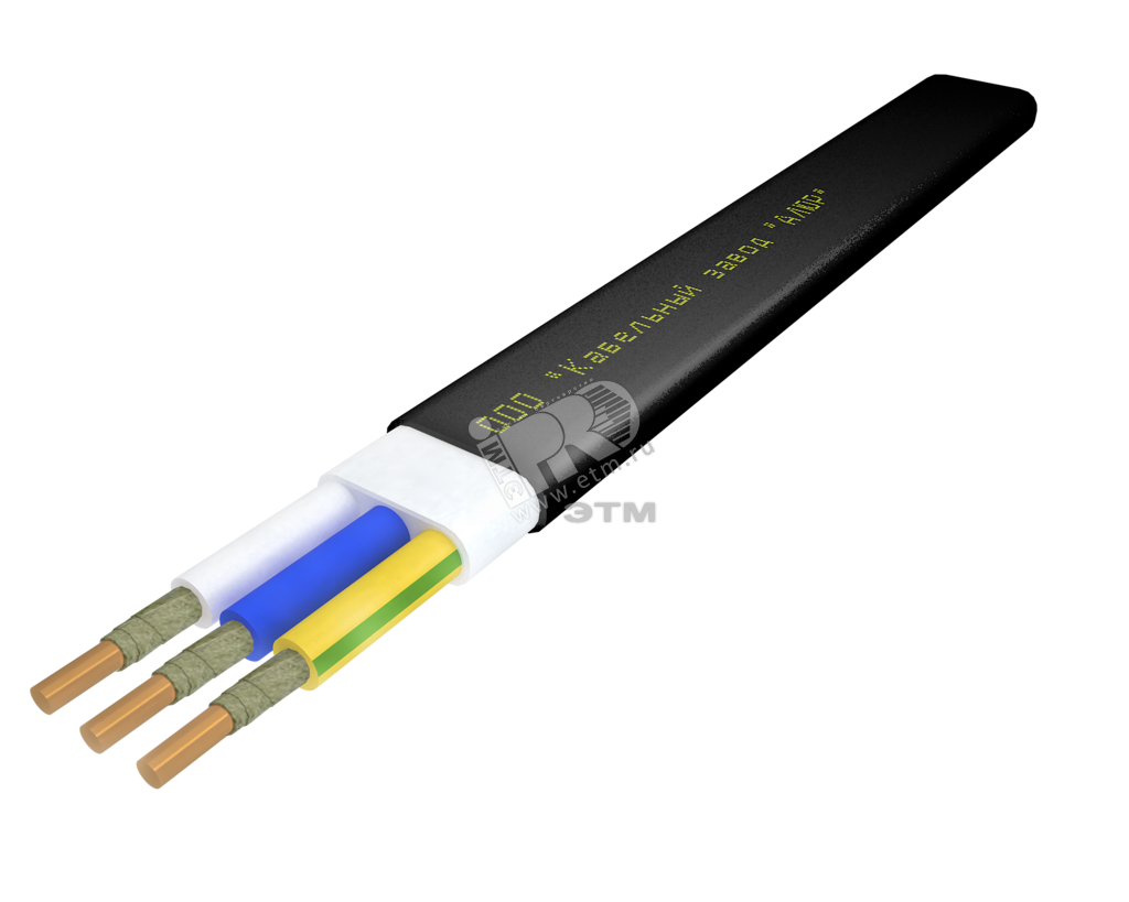 Кабель силовой ВВГ-П нг(А)-FRLSLTx 3х1.5 ок(N.PE)-0.66 черный бухта