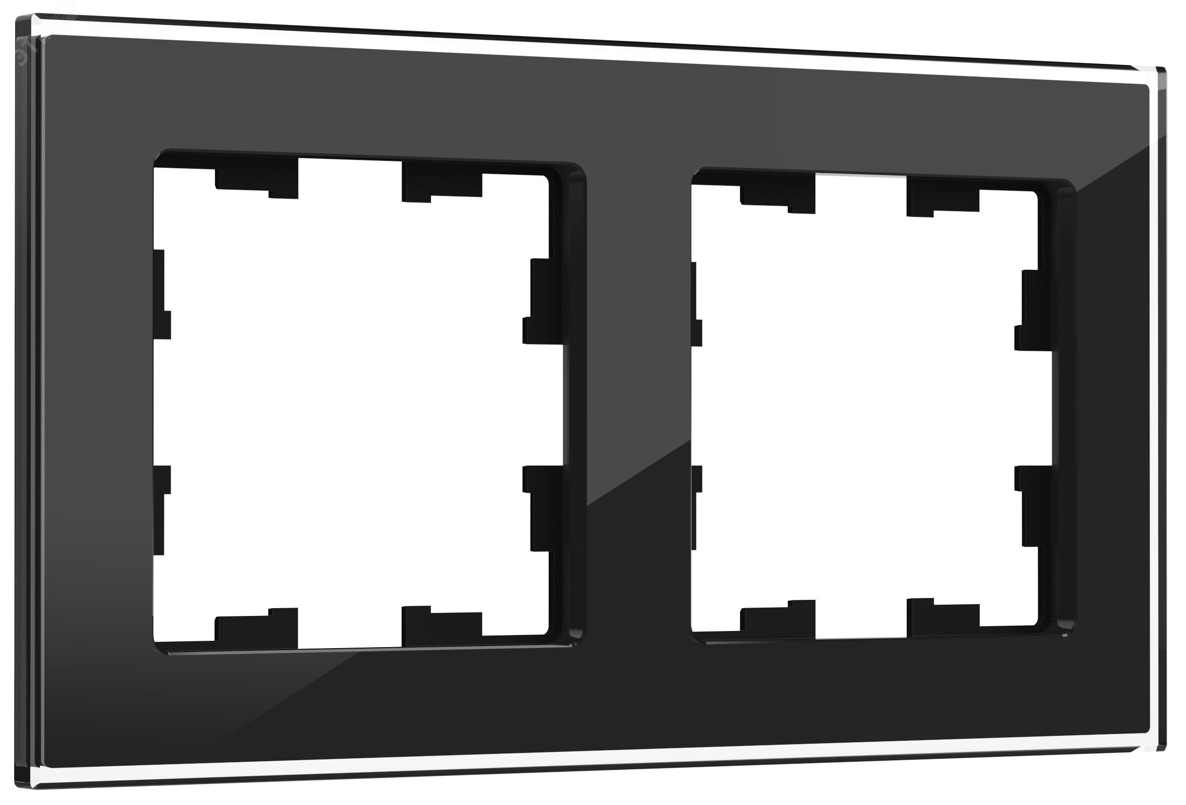 BRITE Рамка 2 поста РУ-2-2-БрЧ стекло черный