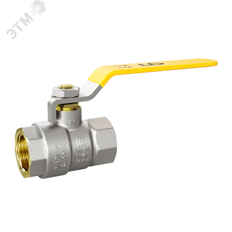 Кран шаровой латунный 47.40.В-В.Р GAS Ду 40 Ру 25 рычаг стальной