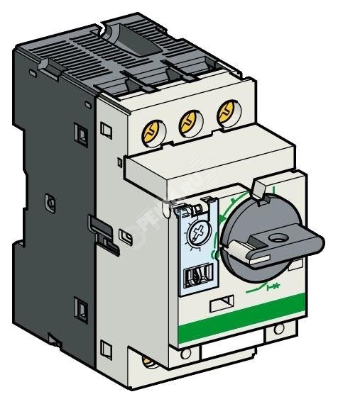 Выключатель автоматический для защиты электродвигателей 2.5-4А GV2 управление ручкой винтовые зажимы +1но/1нз фронатальный