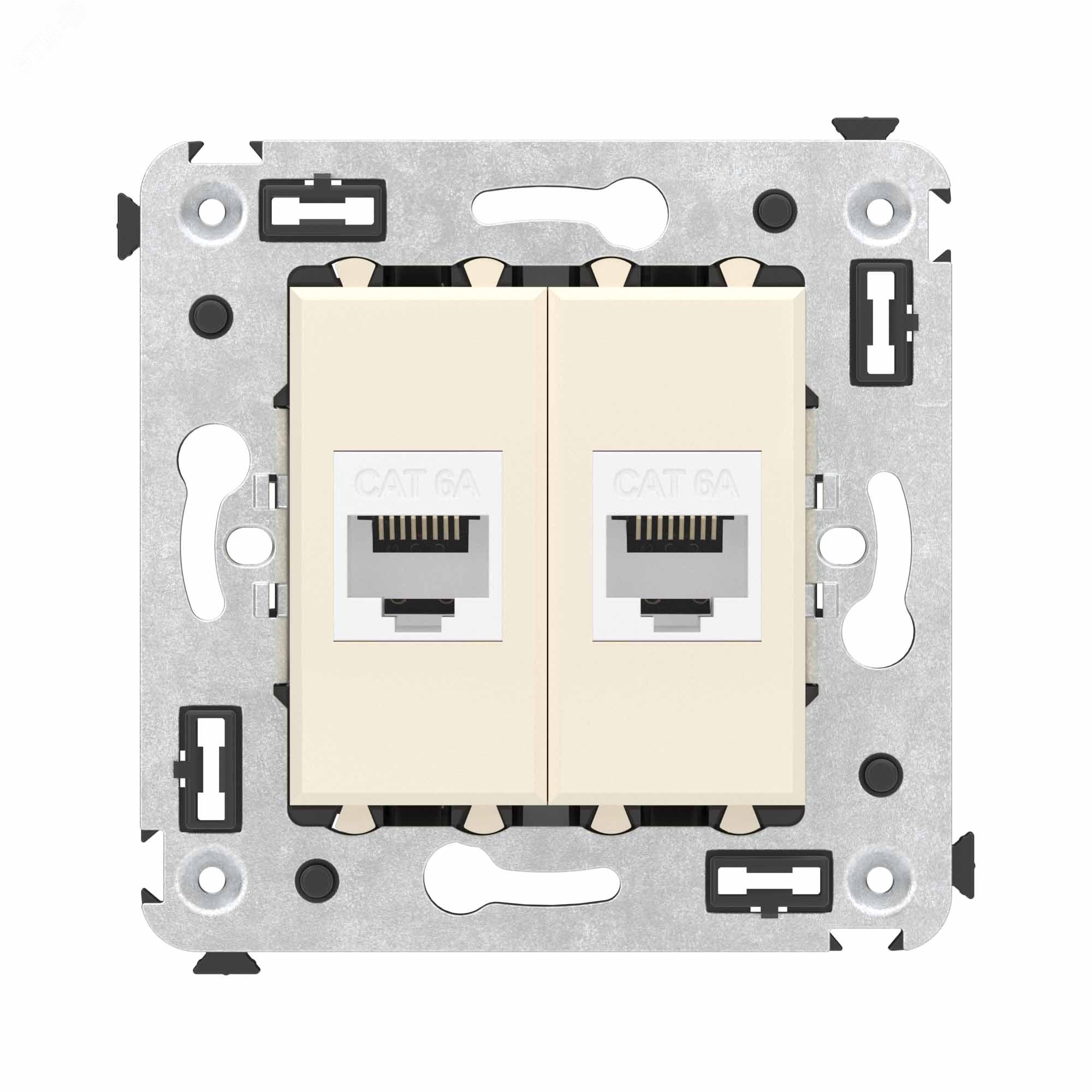 Avanti Компьютерная розетка RJ-45 без шторки в стену, кат.6А двойная,  Ванильная дымка