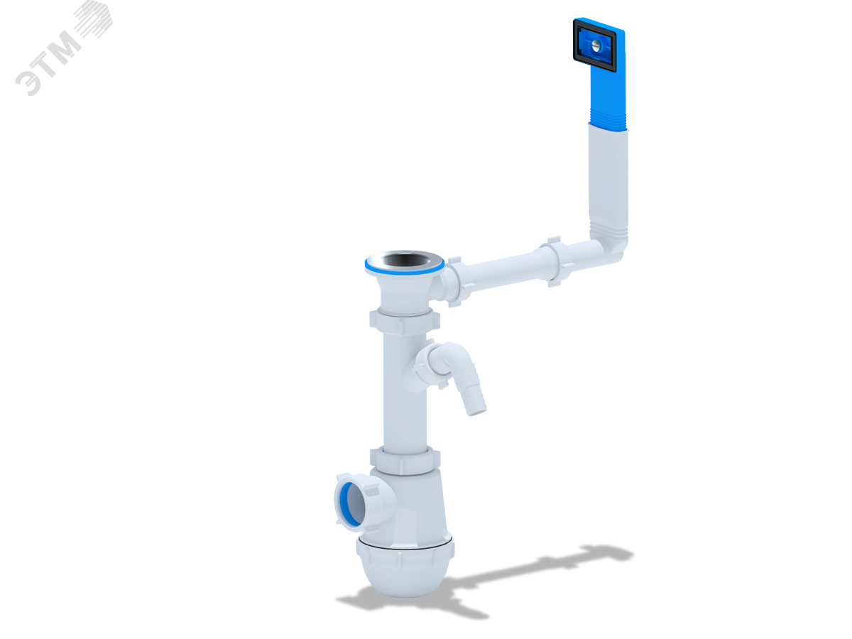 Сифон для мойки АНИ Грот 1 1/2′ x 40 с отводом для стиральной машины и переливом