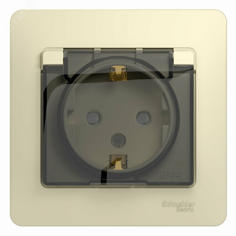 Купить GLOSSA Розетка с заземлением со шторками с крышкой бежевая в сборе IP44 в Казани GLOSSA Розетка с заземлением со шторками с крышкой бежевая в сборе IP44