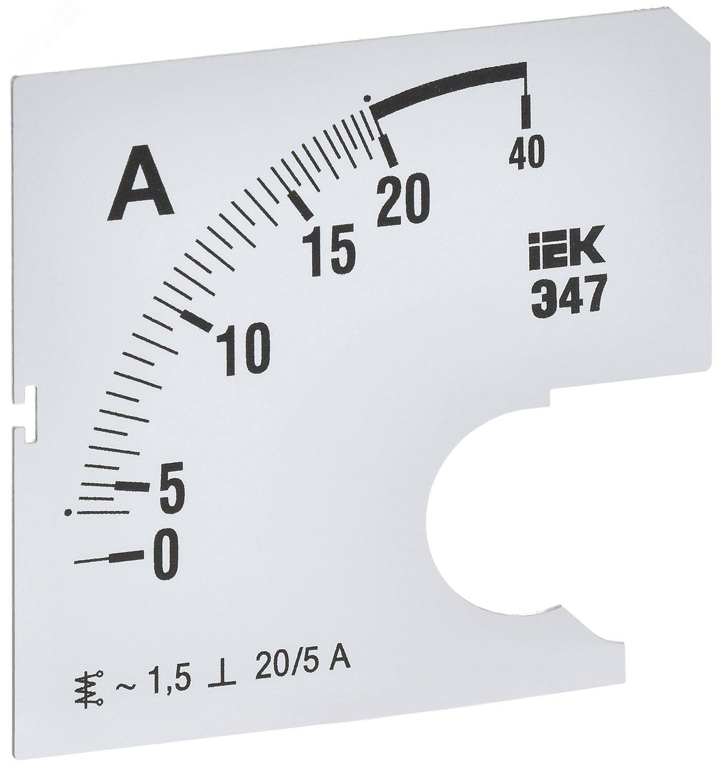 Шкала сменная для амперметра Э47 20/5А класс точности 1,5 72х72мм